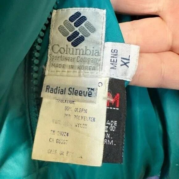 Vintage Columbia Mens XL Windbreaker Jacket Reversible Blue Green 80s Thinsulate - Picture 12 of 15